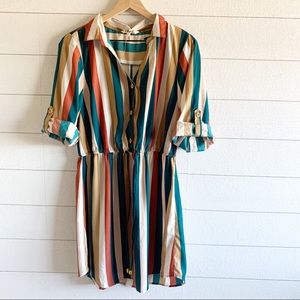 Multicolor vertical striped dress
